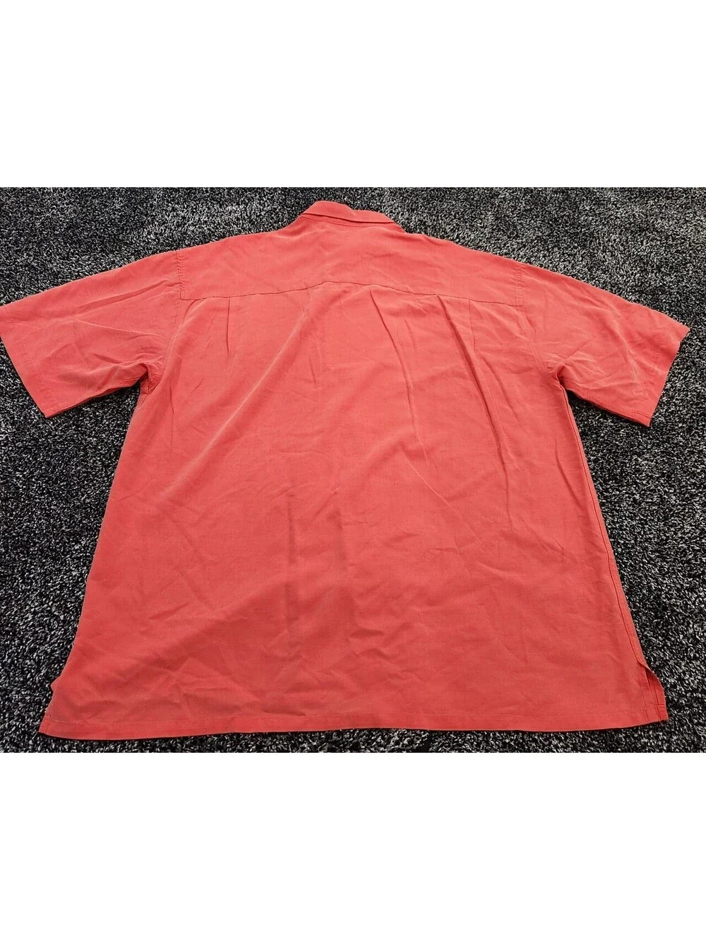 Bamboo Cay Mens L Coral Bird of Paradise Guayabera Camp Shirt Modal Blend